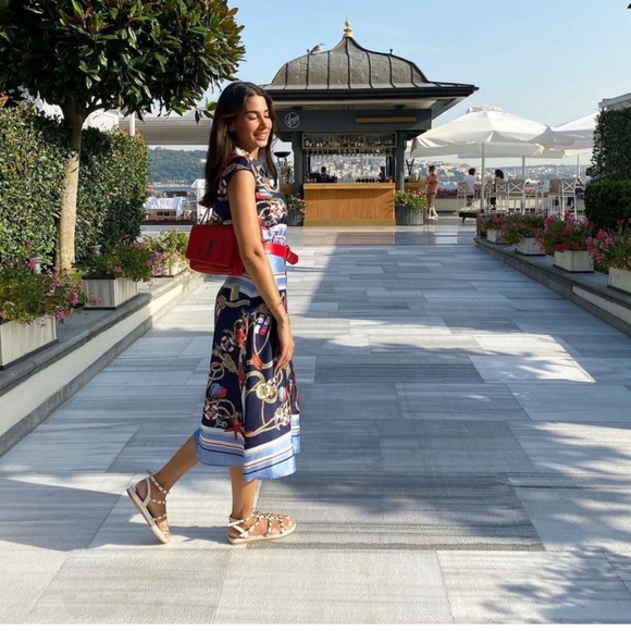 NWT ZARA Chain Print Belted Dress S Blogger’s Favorite - Picture 2 of 8